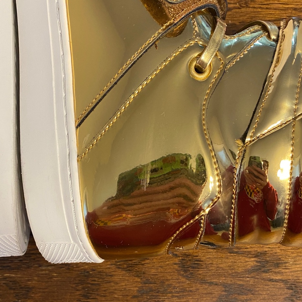 Radii Cylinder 24K Gold Bar High Top Sneakers Metallic Gold Mens 10 With Box - Picture 7 of 14